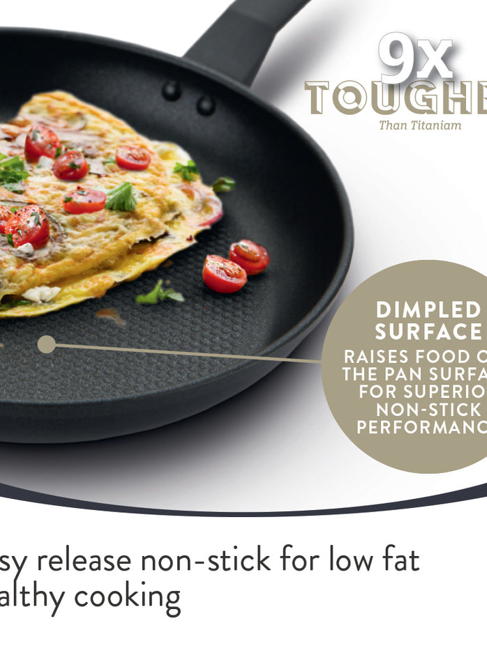 Dimpled surface of the Prestige Frying Pan