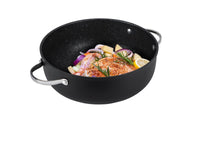 Scratch Guard non stick casserole pan features a three layer non stick coating that protects the pan, keeping it looking & performing like new for longer