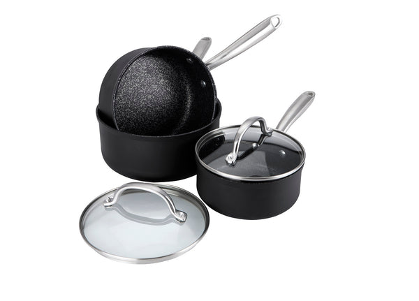 Scratch Guard 3 piece saucepan set with lids from Prestige