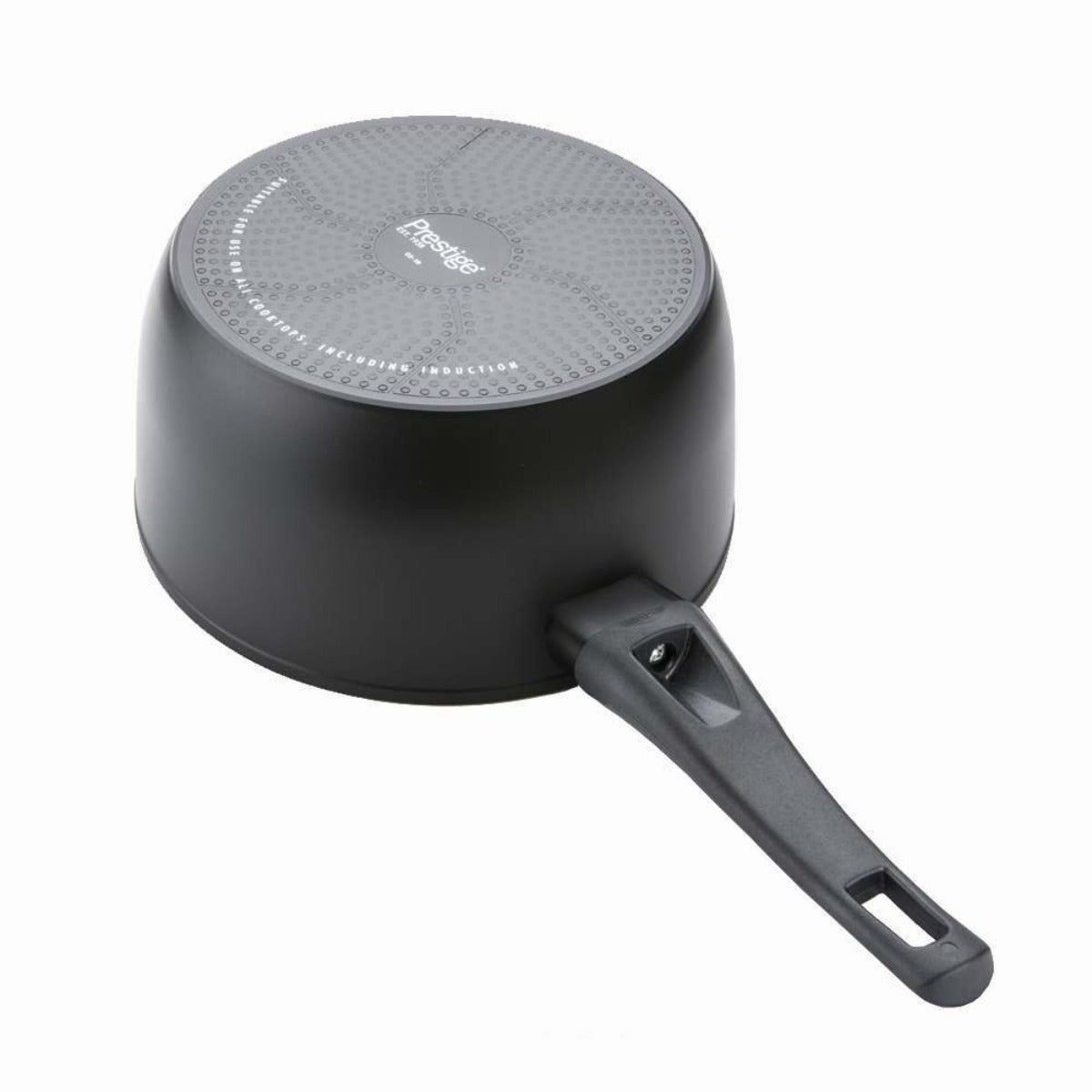 Best saucepan sets: Prestige Thermo Smart 5 Piece Non Stick Saucepan Set with heat indicator on handle. PFOA free.